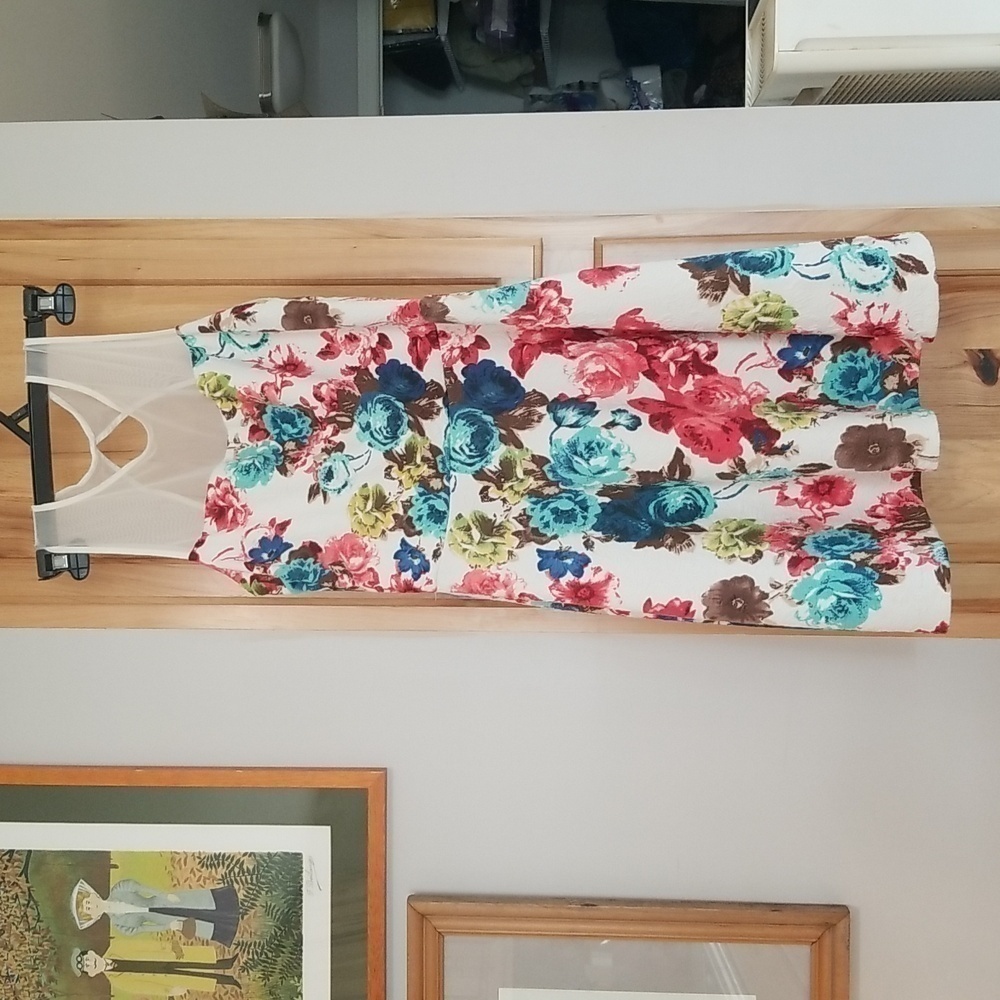 Floral Dress Off Brand Size Large Back Cut Out Colorful and Feminine